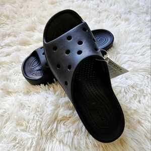 NWT Black CROCS Classic Platform Slides Women's Size 6
